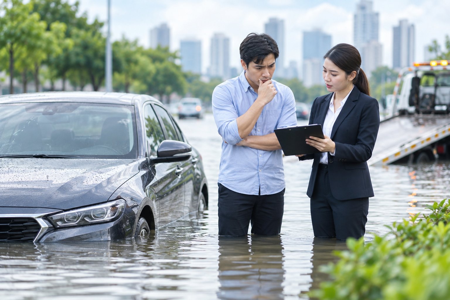 Ảnh minh hoạ: Bảo hiểm ô tô ngập nước có được bồi thường không?